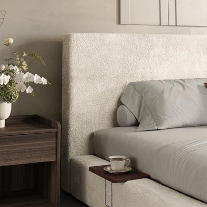 VMU King Size Upholstered Platform Bed Frame with Headboard for Bedroom | Modern Soft Cloud Platform Bed with 5.1" Extra-Wide Edge and Adjust 2 Bedside Table, Low Profile, No Box Spring Needed - size: King (U.S. Standard)