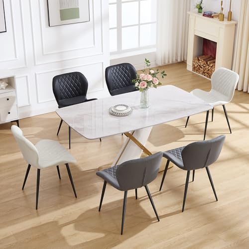 Dining Chair, Comfy Modern Dining Chairs with Thick Cushions, Upholstered Fabric Kitchen Side Chairs with Adjustable Metal Legs for Dining Room (Dark Grey) - color: Dark Grey, size: Set of 1