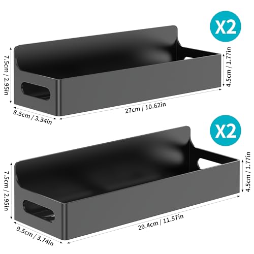 Black Magnetic Spice Rack for Refrigerator, 4 Pack | Kitchen Magnetic Shelf for Fridge, Spice Organizer and Storage, Baby Bottle Holder for Fridge, Magnetic Tea Bag Organizer - color: Upgrade Black, size: 4 Pack