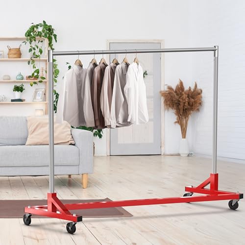 Simple Houseware Industrial Grade Z-Base Garment Rack, 63" W/500Lb, Red - color: Red