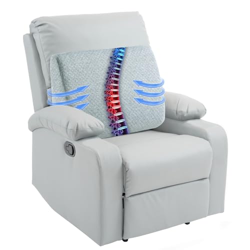 HOMBYS Lumbar Support Pillow for Recliner Chair, Memory Foam Back Support Cushion for Elderly,Extra Large Lumbar Support Pillow,Thick Backrest for Home Reading (Light Grey, 20“x13.5"x5") - color: Light Grey, size: 20“x13.5"x5"