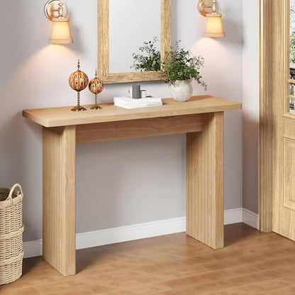 Narrow Console Table, Modern Fluted Skinny Entryway Table, Natural | Fluted Console Table for Behind Couch, Small Thin EntrywayTable, 43.3" Wood Foyer Table for Living Room Hallway Entrance - color: Natural