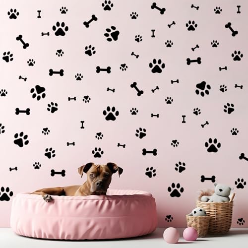 AOWDIAO 174 Pcs Dog Paw Decals - Peel and Stick Vinyl Wall Stickers for Dog's Room, Playroom & Party Decor - style: Paw Print
