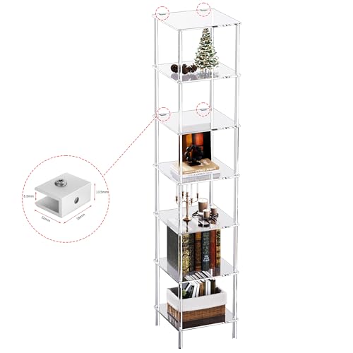 Acrylic Bookshelf, Small Bookcase, Standing Freestanding Corner Storage Shelves Display Shelf for Living Room, Bedroom (Clear, 7 Tier) - size: 7 Tier