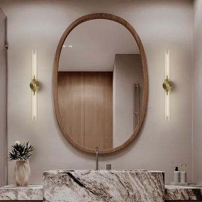 Brass Wall Sconces, 30in Gold 2-Light Double Glass Sconces Wall Lighting, Bathroom Knurled Vanity Light Sconces, Wall Lights for Living Room Bedroom（Including Bulb） - color: Brass- 30 inch-2 Pack, size: 2 Pack