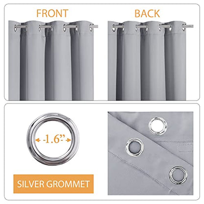 RYB HOME Soundproof Curtains 63 inches, 3 Layers 100% Blackout Curtains | Noise Reducing,Thermal Insulated,With Detachable Felt Liner,For Nursery Bedroom Kids Room,W42 x L63,Sliver Grey,2 Panels - color: Silver Grey, size: 42"W x 63"L (Pack of 2)