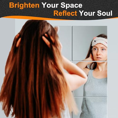 Glass Mirror Tiles, 12'' x 12'', 8 PCS | Square Large Wall Mirror, For Home Gym, Bedroom, Door, Bathroom, Frameless Mirror Sets - size: 12" x 12" (8 PCS)