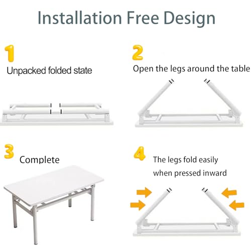 Small Folding Desk No Assembly,39.4 Inch Folding Computer Desk Small Foldable Table for Home Office. - color: Frame：white/Board：white, size: 39.4"*19.7"