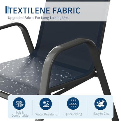 Garvee Patio Chairs Set of 4, Stackable Chairs with High Back for Backyard | All-Weather Outdoor Dining Chairs with Textilene Fabric (Navy Blue) - color: Navy Blue