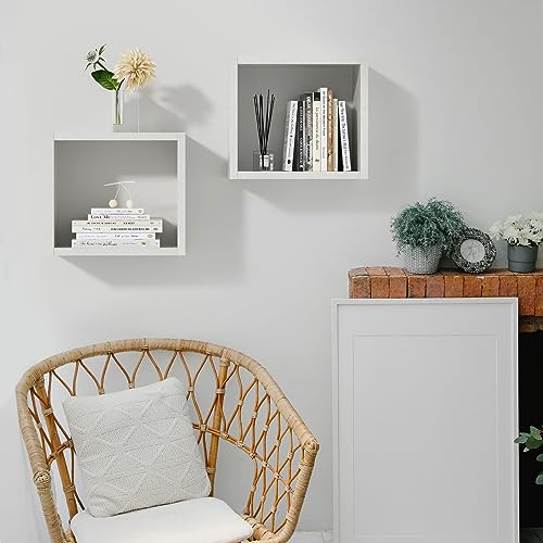 Cube Floating Shelves Set2, Display Shelves Wall Mount 7.75" D x 12.5" W x 12.5" H, (Sea Salt, Square 2 Cubes) - color: Sea Salt, size: Square-Set2