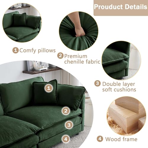 4 Seater Sectional Sofa,146.5 inch U-Shape,Green | Oversized Modular Couch Deep Seat - color: Green, size: 146.5 inch-U