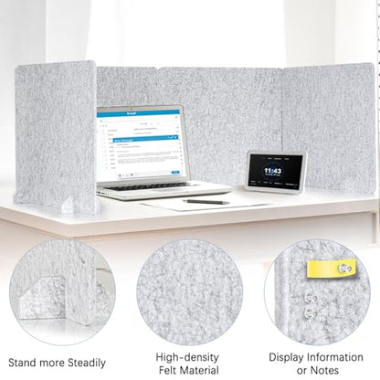 4 Pack Acoustic Desk Dividers, 24" x 20" (Silver Gray) | Freestanding Privacy Panels Set with Noise - Reducing Design Cubicle Sound Proof, Ideal for Office, Classroom, and Home - color: Light Gray, size: 4 Pack