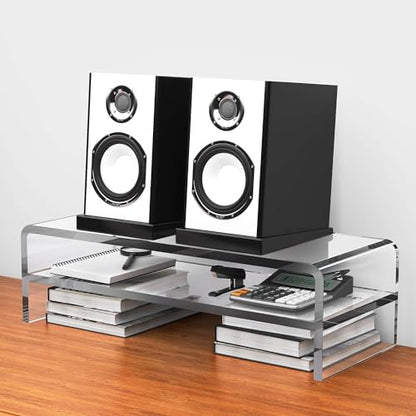 Egchi Acrylic Monitor Stand,2 Tiers Computer Monitor Riser(18x8x5.5 inches),Computer Stand/Monitor Riser for Office,School,Home,Laptop Stand Desktop Stand for Keyboard Storage&Printer TV Screen | Computer Stand, Monitor Riser, for Office,School,Home,Lapto