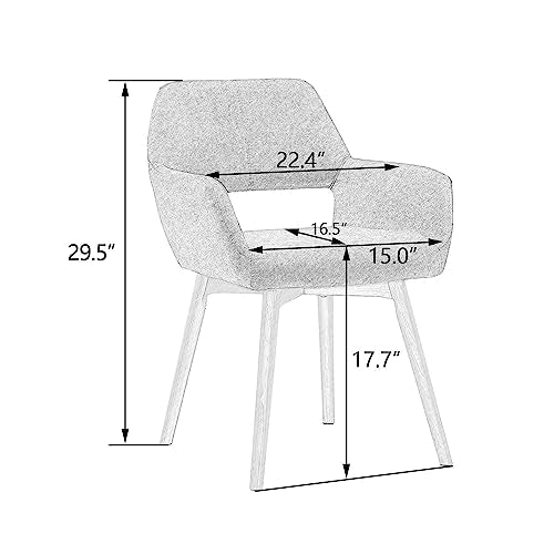 Desk Chair No Wheels Vanity Chair Comfy Accent Chair for Living Dining Room Bedroom Home Office Mid Century Modern Upholstered Armchair Sofa (Wool Light Khaki, 1) - color: Wool Light Khaki