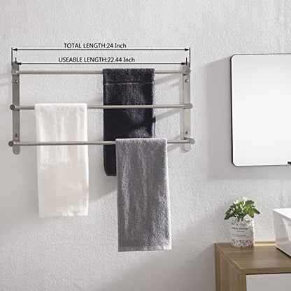 KOKOSIRI Bath Towel Bars Stainless Steel Bathroom 3-Tiers Ladder Towel Rack Wall Mount Towels Shelves, Brushed Nickel, B5002BR-L24 - color: Brushed, size: 24-Inch