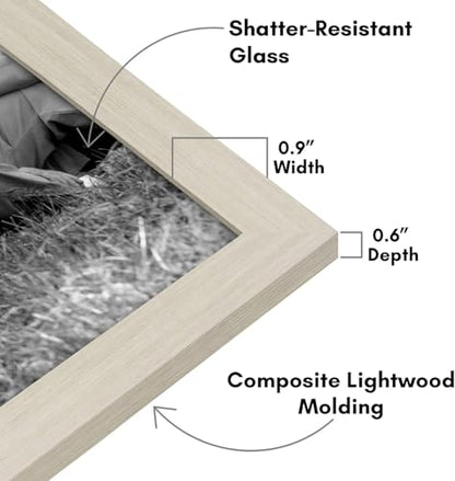 Americanflat Set of 10 Picture Frames with Shatter-Resistant Glass - Gallery Wall Frame Set with Two 8x10, Four 5x7 and Four 4x6 Frames - Signature Collection - Light Wood | Includes two 8x10, four 5x7 and four 4x6, shatter-resistant glass, hanging hardwa
