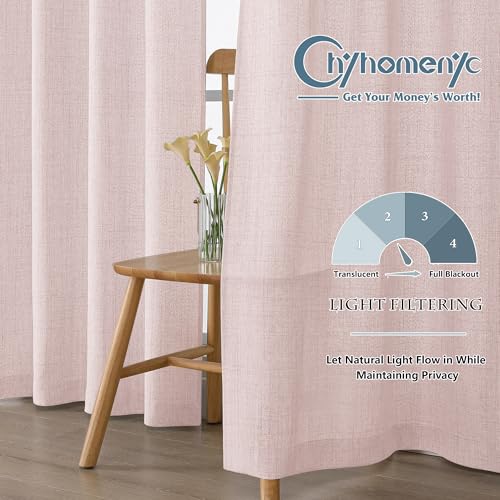 Chyhomenyc Blush Pink Kitchen Curtains 45 Inch Length 2 Panels, Light Filtering Textured Short Curtains, Soft Airy Brighten Room Curtain for Bedroom Living Room, 30Wx45L Inch - color: Blush Pink, size: 30"W x 45"L (Pack of 2)