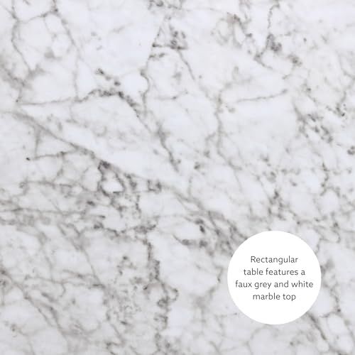 Linon White 3 Piece Faux Marble Tavern Set - color: White