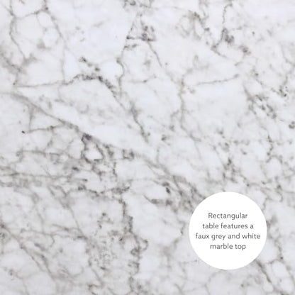 Linon White 3 Piece Faux Marble Tavern Set - color: White