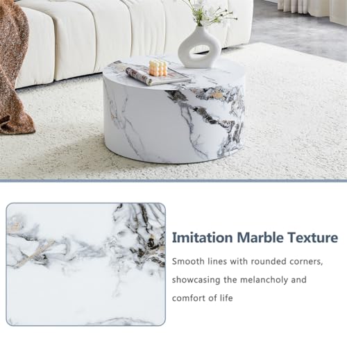 Round Coffee Table Living Room Table, Modern White Faux Marble Center Couch Table, No Assembly Required - Ready to Use,Space-Saving - color: 24'' Marble White, size: 24'' Round Coffee Table