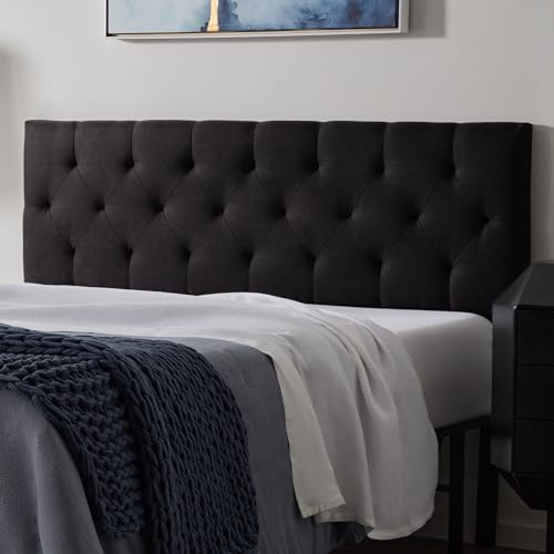 Lucid Mid-Rise Upholstered Headboard - Diamond Tufted - Padded Polyester - Adjustable Height from 34” to 46” - Easy Assembly - Bed Frame or Wall Mount - Sturdy - Black - Twin / Twin XL Size - color: Black, size: Twin/Twin XL