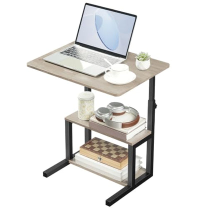 HOOBRO C Shaped End Table, 3-Tier Adjustable Height End Table | Couch Sofa Table, 20.5" Large Surface Side Table with Storage Shelves, Laptop Desk, Small Spaces, Living Room, Home Office