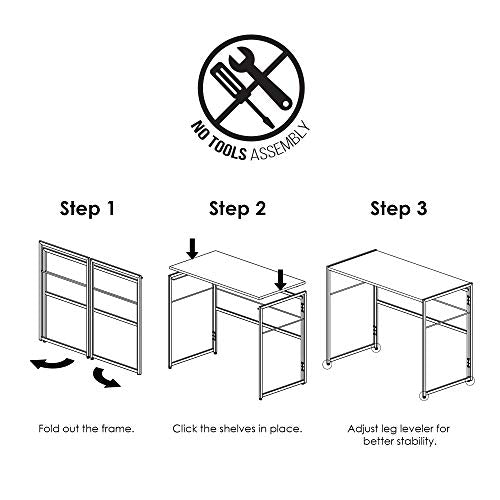 Furinno Riau No Tool/No Assembly/Folding Metal Frame Computer Desk, Sonoma Oak/Black, 39 Inch - color: Sonoma Oak/Black, size: 39 inches