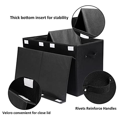 122L Large Toy Box Chest Storage with Lid, Collapsible Kids Toy Storage | Toy Chest with with Removable Divider for Kids, Boys, Girls, Nursery, Living Room, Bedroom, 26"x17" x17" (Linen Black) - color: Large Black