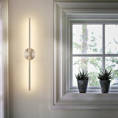 KARTOOSH Battery Operated Wall Sconces Set of Two Wireless Wall Lights | Rechargeable Wall Sconce with Remote 350°Rotate Dimmable 3000K LED Wall Lamp for Living Room, Bedroom - color: Nickel, size: 24.4 Inches