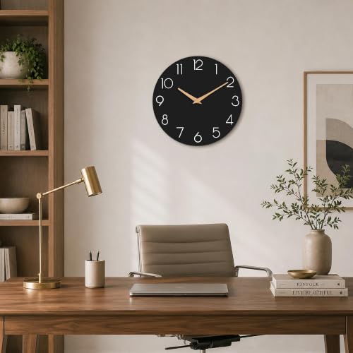 cicininc 8 Inch Battery Operated Wall Clock, Silent Analog, Black | Kitchen | Office | Bedroom | Bathroom | Small Size | Easy-to-read Numbers - color: C_black, size: 8"