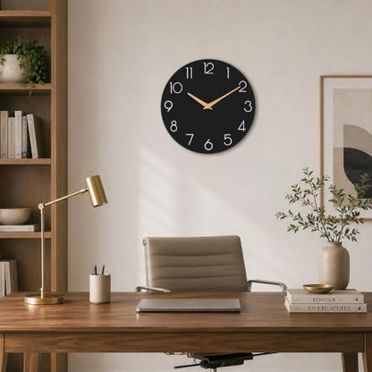 cicininc 8 Inch Battery Operated Wall Clock, Silent Analog, Black | Kitchen | Office | Bedroom | Bathroom | Small Size | Easy-to-read Numbers - color: C_black, size: 8"