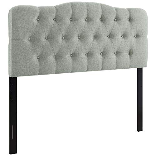Ergode Annabel Button Tufted Linen Fabric Upholstered Queen Headboard | Tranquil Haven | Soft Tones | Sophisticated Design | Durable Build | Graceful Contours | Enhance Bedroom Ambiance
