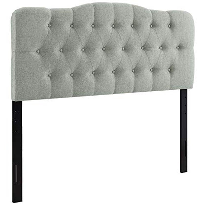 Ergode Annabel Button Tufted Linen Fabric Upholstered Queen Headboard | Tranquil Haven | Soft Tones | Sophisticated Design | Durable Build | Graceful Contours | Enhance Bedroom Ambiance