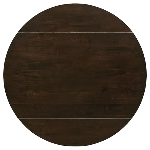 Coaster Home Furnishings 3-Piece Round Wood Dining Room Set Drop Leaf Extension Table Ladder Back Side Chairs Upholstered Seat Cushions Cappuccino and Tan 130005