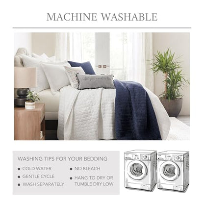 Levtex Home Mills Waffle Twin Bedspread Set (84x104in) with 1 Pillow Sham (26x20in) - Charcoal - 100% Cotton Twin Size Bedspread Set - Lightweight, Soft, Pre-Washed - color: Charcoal, size: Twin Bedspread