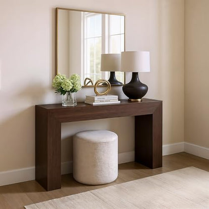 Plank+Beam Grand Console Table, 56 Inch, Walnut Wirebrush | Balanced, Statement Design, Low-VOC Finish, Easy Assembly, Solid Wood - color: Walnut Wirebrush, size: 56 Inch without Shelf