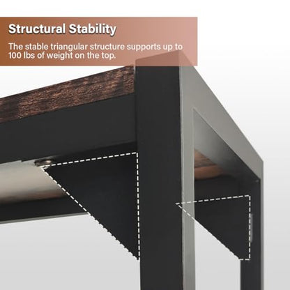 Industrial 33" Narrow Console Table, Sofa Table for Entryway, Couch Table, Entrance Side Table for Hallway, Living Room, Foyer, Corridor, Bedroom, Rustic Brown and Black