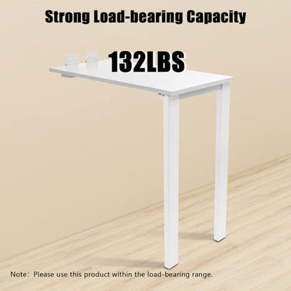 Wall Mounted Folding Table with Legs, 29.52 * 15.75 * 29.13in Small Folding Dining Table, Wall Mounted Foldable Desk for Small Space, Laundry, Dining Room, Bedroom, Home Office (White)