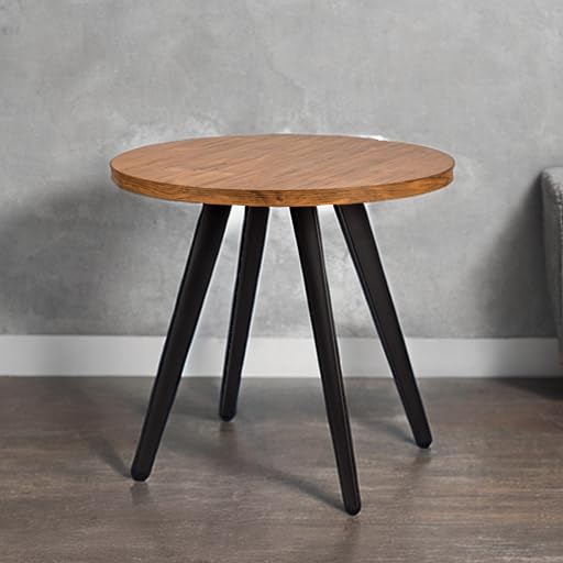 Round Dining Table for 2, 31.5" Small Kitchen Circle Table Space-Saving | Brown Mid-Century Modern with 1.4" thick Walnut-grain Top, Kitchens, Dining Rooms, Apartments, Breakfast Nooks - color: Brown
