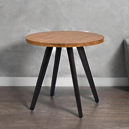 Round Dining Table for 2, 31.5" Small Kitchen Circle Table Space-Saving | Brown Mid-Century Modern with 1.4" thick Walnut-grain Top, Kitchens, Dining Rooms, Apartments, Breakfast Nooks - color: Brown