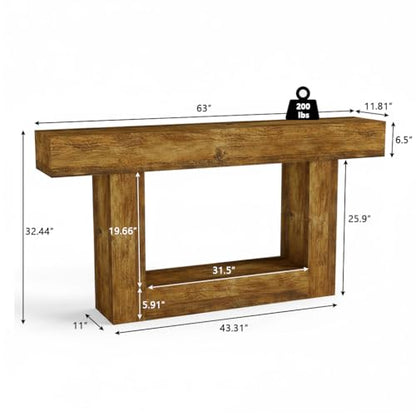Spaco 63'' Long Console Table,2 Tier Farmhouse Entryway Table Sofa Table with Storage,Wood Behind Couch Table for Living Room, Hallway,Foyer - color: Rustic Brown (63'')