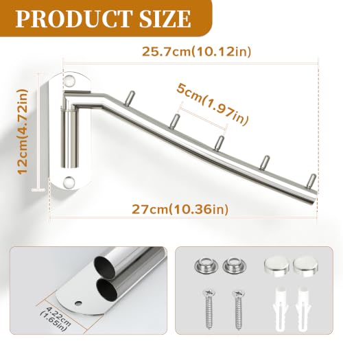 Alise Wall Mounted Drying Rack,Swivel Clothes Drying Hangers,Chrome,2 Pcs | Space Saving Clothes Rack,Heavty Duty Stainless Steel Clothes Wall Drying Rack for Laundry Closet Bathroom - color: Chrome, size: 1005 (2 Pack)