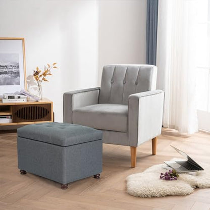 Ottoman with Storage,24" Fabric Ottoman Foot Rest with Hinged Lid Small Rectangle Upholstered Tufted Foot Stools Ottomans for Bedroom Living Room Entryway,Gray - color: Haute Gray