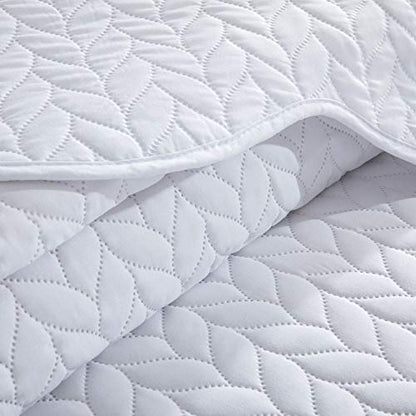 MOONLIGHT20015 Twin Quilt Set (66" x 86") with 1 Pillow Sham (20" x 26"+2") for All Season - 2 Pcs Reversible Bedding Set Lightweight Microfiber Coverlet Embossed Pattern Quilted Bedspread (White) - color: White, size: Twin