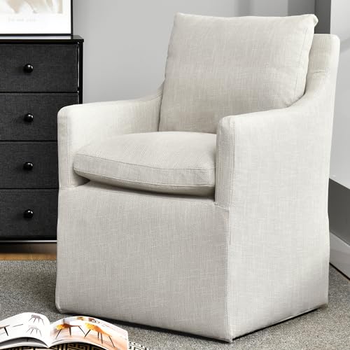 DUHOME Upholstered Dining Chair,Linen Accent Chair for Living Room,Single Sofa with 4 Casters,Upholstered Armchair for Bedroom Reading Waiting Kitchen Dining Room - size: 1 pc