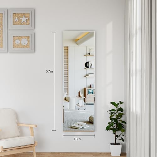 wall Mirror Full Length,57X18 FullL ength Mirrorwallmounted, | Bedroom/wall/Bathroom/Makeup Area/Cloakroom (57 * 18 Inch) - size: 57"L x 18"W