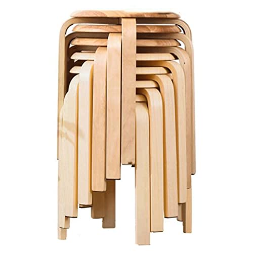 Stackable Dining Chairs, Set of 6 Solid Wood Dining Stools, Low Stools for Living Room Dining Side Chairs, Stacked on Top - color: B