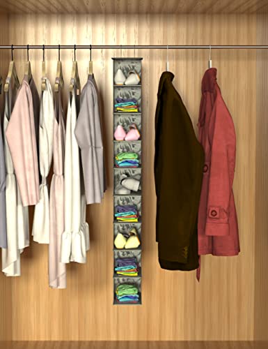 Libeder 10-Shelf Hanging Shoe Organizers with Side Pockets, Grey With Pattern - color: Grey With Pattern