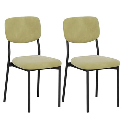 Einhomn Upholstered Dining Chairs Set, Modern Stackable Dining Room Chairs with Soft Velvet Backrest, Kitchen Chairs with Sturdy Metal Legs for Living Room, Restaurant, Set of 2,Light Green - color: Light Green