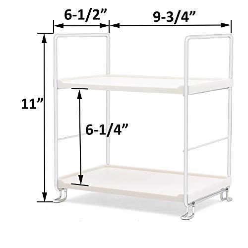 Plastic/Metal Freestanding Stackable Organizer Shelf,Bathroom Countertop Storage Shelf Cosmetic Organizer Holder Kitchen Spice Rack,2-Tier Standing Rack (Silver) - color: Silver